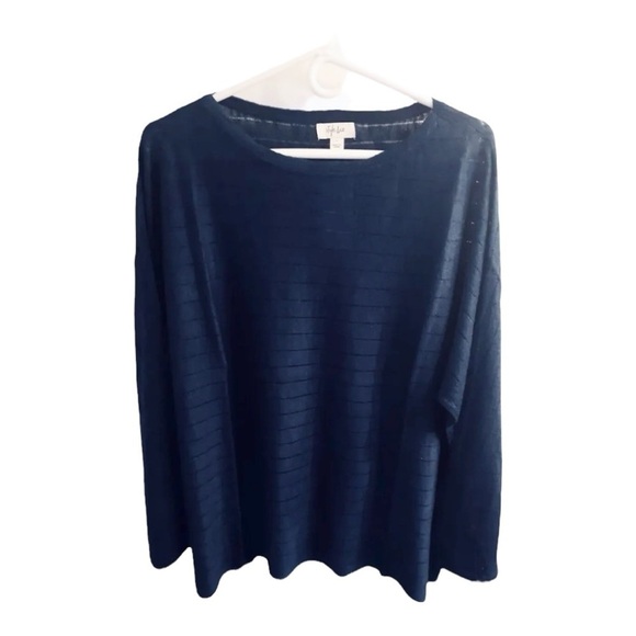 NEW Style & Co Plus Navy Blue Tunic Top Blouse Long Sleeves Lightweight Size 2X - Picture 3 of 7